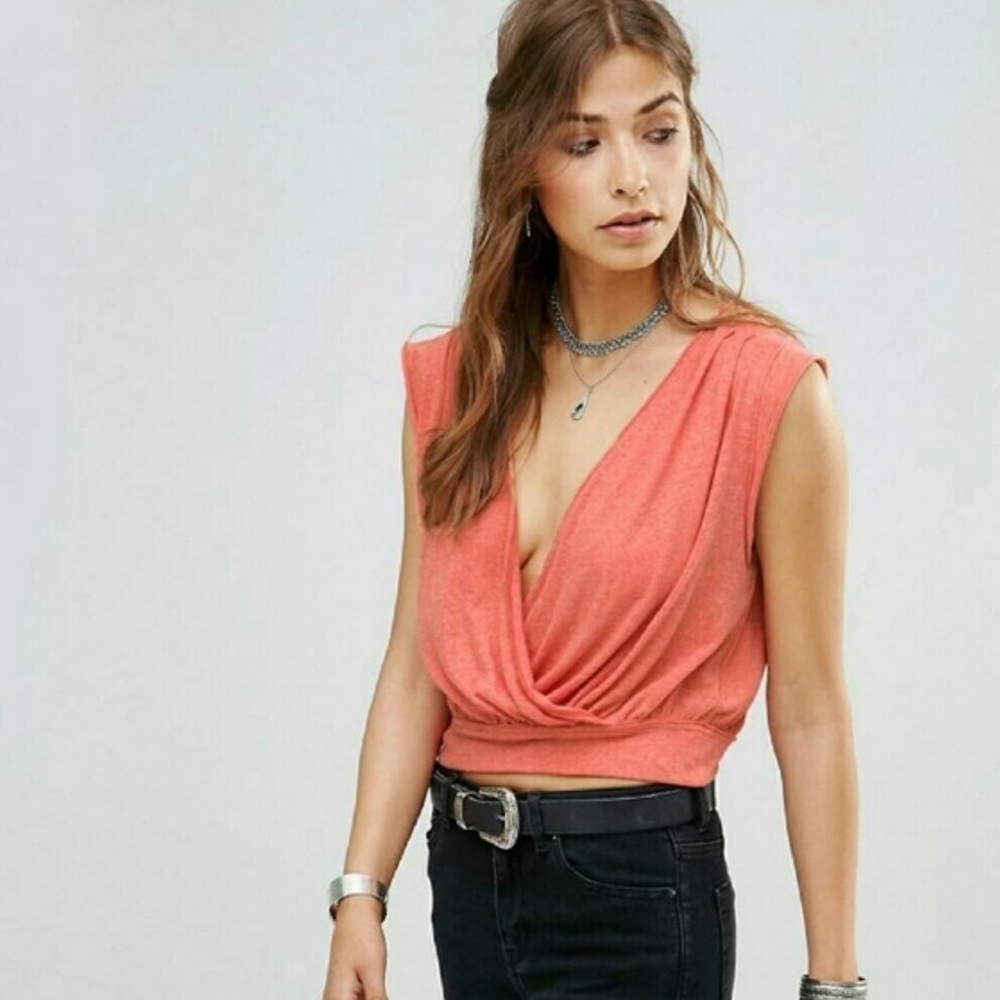We the Free by Free People Dream Wrap Top in Blood Orange Size XS